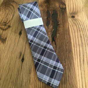 Calvin Klein Steel Neck Tie Purple Plaid 100% Silk New